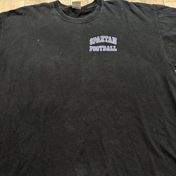 Vintage Gildan Ultra Cotten Spartan Football Black T Shirt - Picture 2 of 7